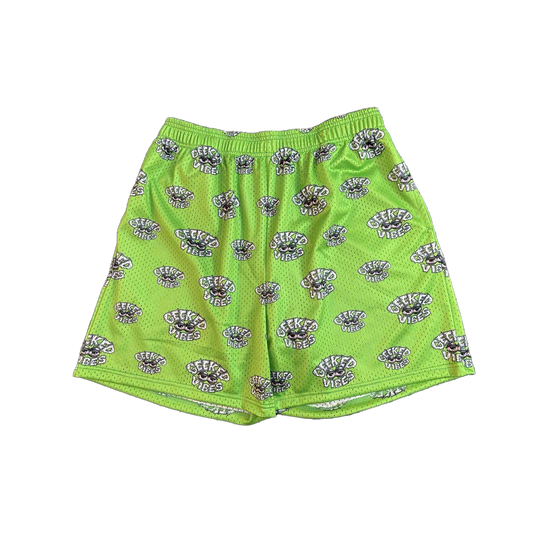 Green Geeked Vibes Mesh Shorts