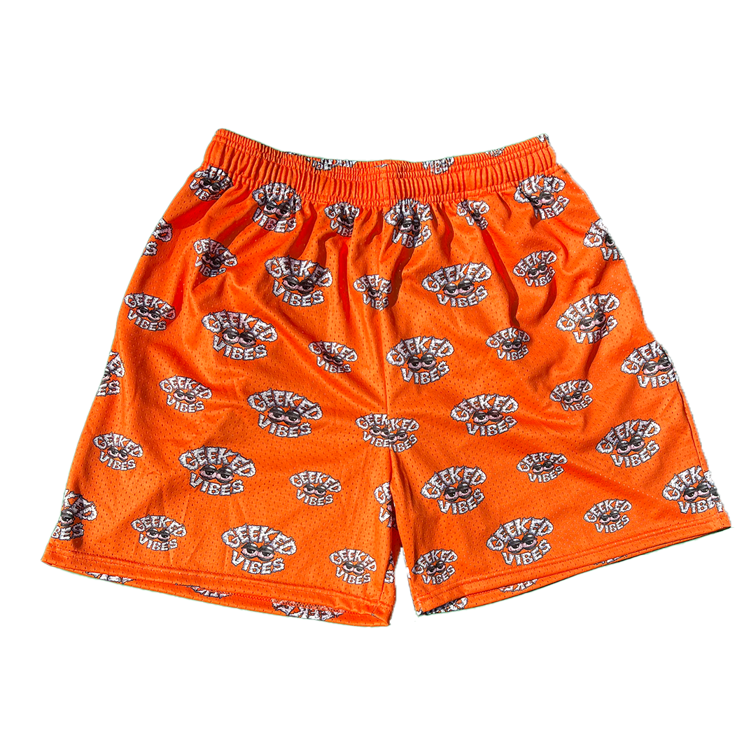 Orange Geeked Vibes Mesh Shorts