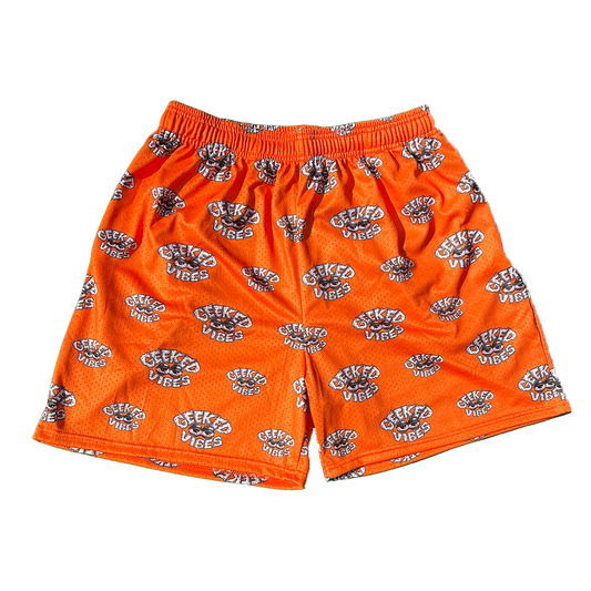 Orange Geeked Vibes Mesh Shorts